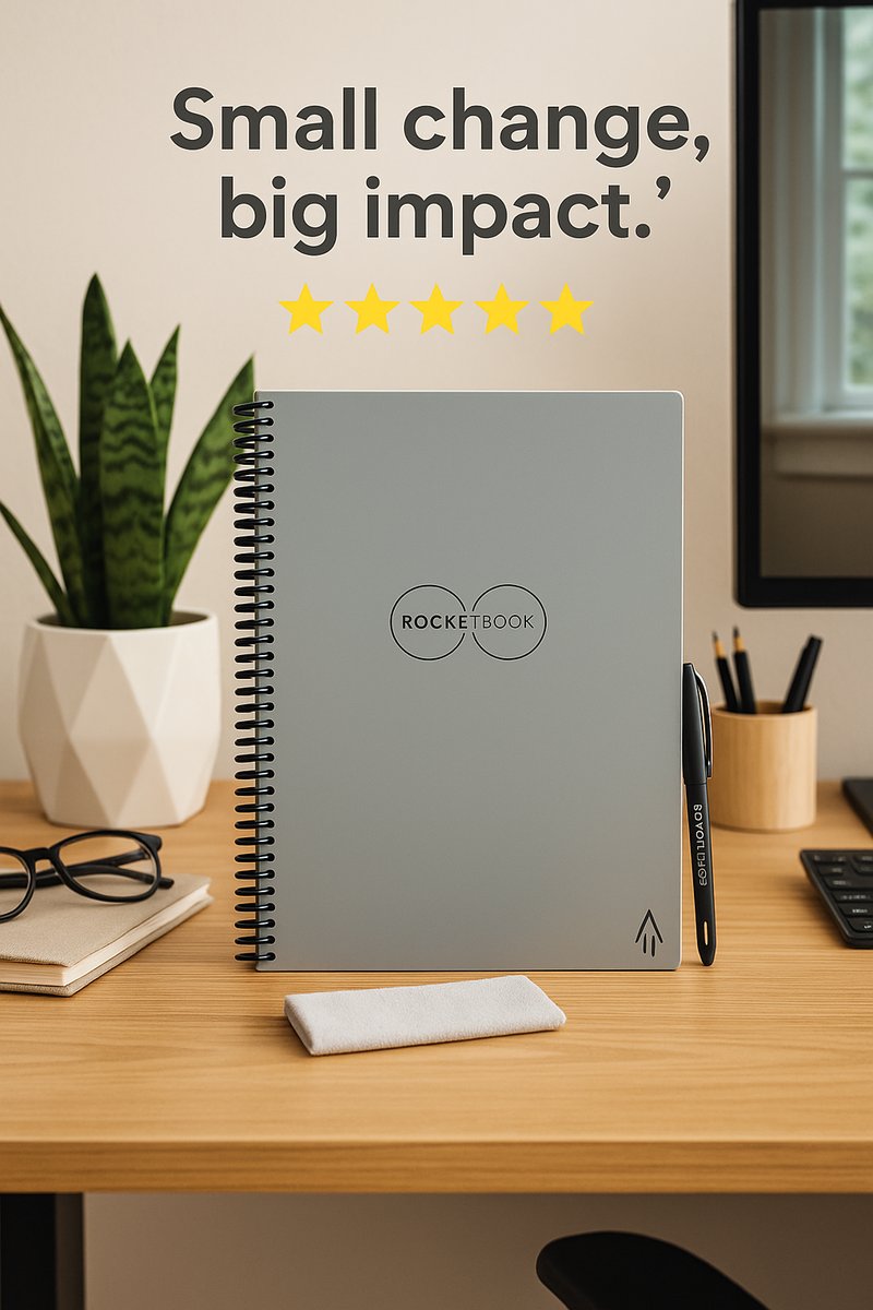 Rocketbook Core Reusable Spiral Notebook, Executive Size 6x8.8, Gray - Lined Pages, App-Connected, Erasable, Durable Cover, Ideal for School, Work, and Creative Projects - Ideal Use Cases
