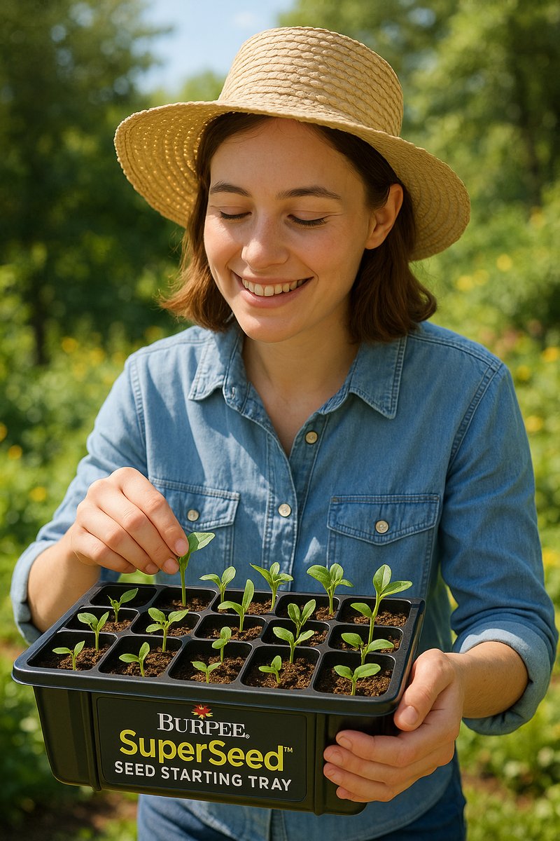 Gardener using Burpee SuperSeed Seed Starting Tray.