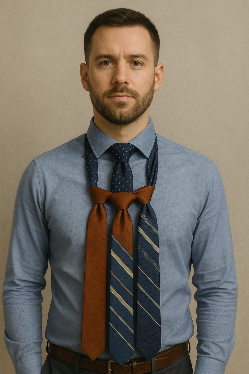Modern man with diverse tie knots demonstrating personal style.
